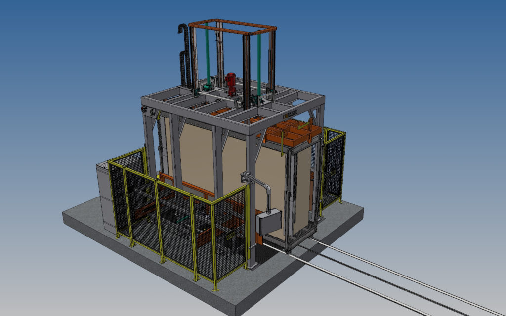 A CAD drawing of a honeycomb composite block press.