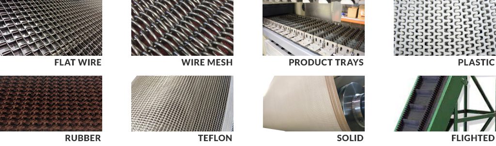 eight different conveyor belt types